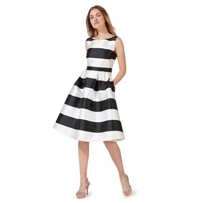 Black and white striped prom dress